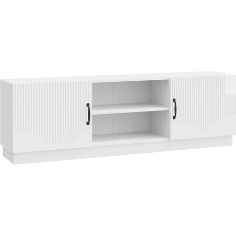 vidaXL Meuble TV Blanc brillant 150 x 31 x 47 cm Bois d'ingénierie