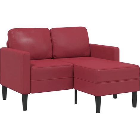 2-Sitzer-Sofa mit Chaiselongue L-Form Weinrot 125 cm Kunstleder