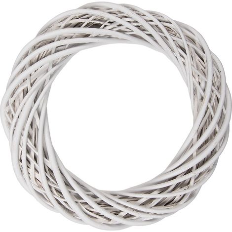 Couronne Décorative en Rotin Blanc Ø 40 x 7 cm pour Décoration Murale et Table - PANGIVO (1/2)