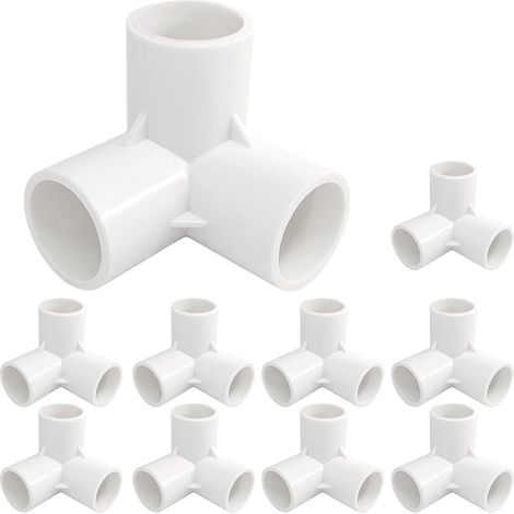 Lot de 10 raccords 3 voies en PVC 25 mm pour serre, cadre de meubles