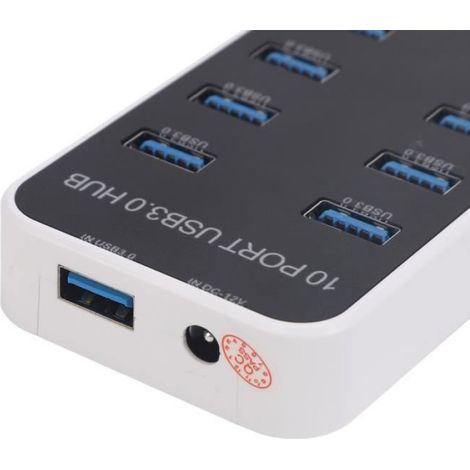 Hub USB - 10 Ports USB 3.0 - Alimentation Externe 12 V À 24 V - Pour Bureau Et Atelier - 1 Pièce (1/4)