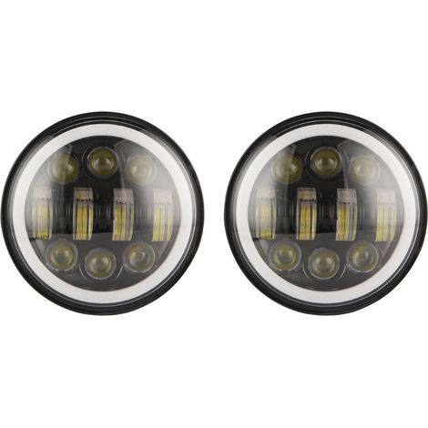 2X Le Nouveau Phare Rond de Motos de Projection de LED Rond de 80W 5,75 Pouces LED Noir