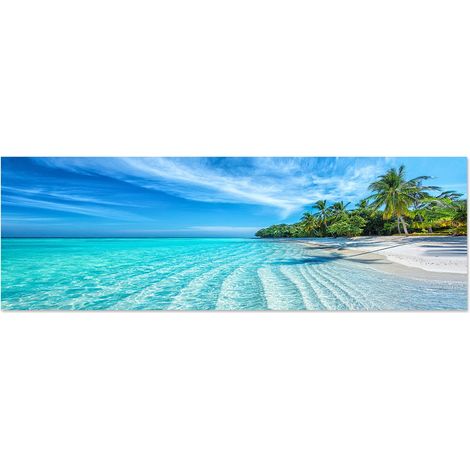 Lupia - Quadro moderno Canvas World TROPICAL PARADISE 30x90 cm, Stampa su Tela Telaio in Fibra di Legno, Stampa Stile natura mare, Decorazione Cucina Sala da Pranzo bar hotel ristorante pizzeria (1/4)