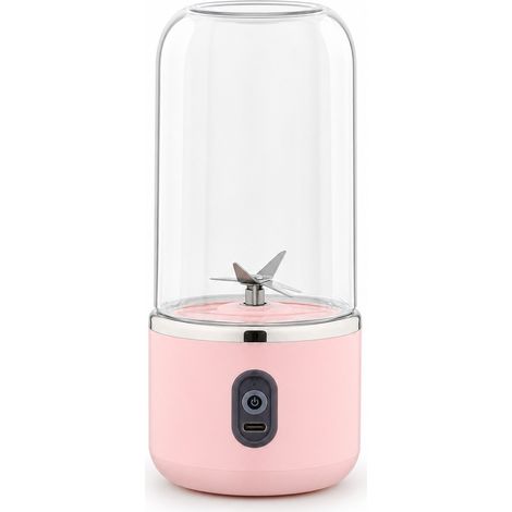 Blender Portable Électrique Rose, Gobelet Individuel pour Jus et Smoothies, 6 Lames avec Couvercle (1/5)