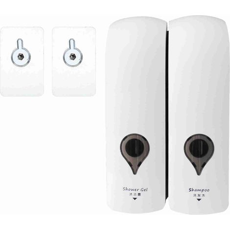 Ede 300ml Distributeur de Savon Manuel, désinfectant pour les mains à fixation murale, Pompe à shampoing et gel douche, sans perforation, convient pour la cuisine et la salle de bain (1/5)