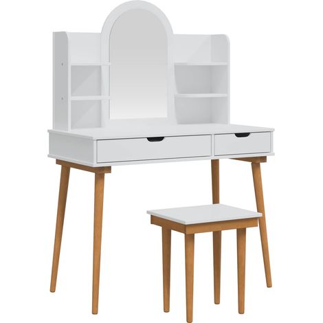 vidaXL Conjunto de Mesa de Tocador FAUSKE 5 uds. Blanco (1/2)