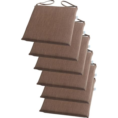 Lot de 2 Coussin de Chaise, Lin Lavable, Mousse Épaisse, Attaches Intégrées, Intérieur Extérieur