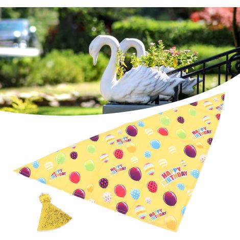 Disfraz de ganso de fiesta con sombrero de lentejuelas y bufanda amarilla para gansos de jardín (5,8/43 cm) – Conjunto de 3 piezas confeccionado en tela de alta calidad. (1/5)