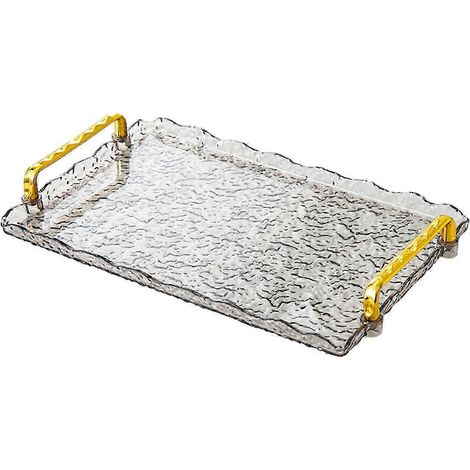 Rechteckiges Serviertablett mit Griffen, Obstteller, Wasserbecher, Tablett für Süßigkeiten, Snacks, Nüsse, Serviertablett für die Arbeitsplatte-Style C (1/5)