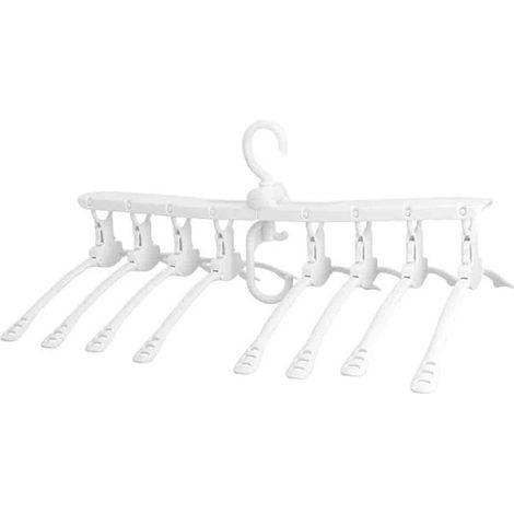 Cintre pliable – Rotation à 360 degrés, pliable – Idéal pour les voyages en famille et le camping, 8 en 1, blanc (1/5)