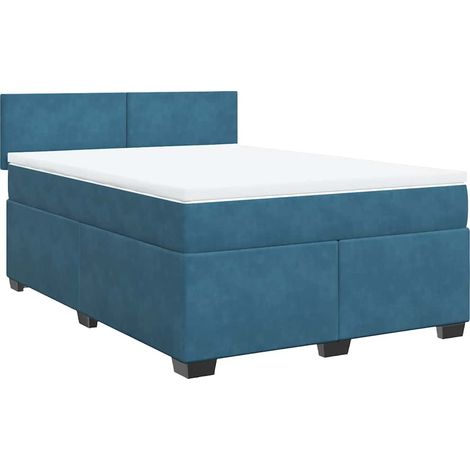 vidaXL Sommier à lattes de lit et matelas bleu 140x190 cm velours (1/5)
