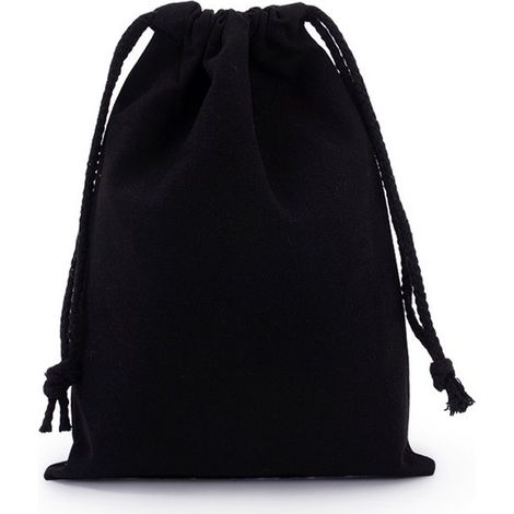 Set di 10 sacchetti tote, 7 x 10 cm, in cotone, con coulisse, ideali per compleanni, matrimoni e come regalo per gioielli. (Nero) (1/5)