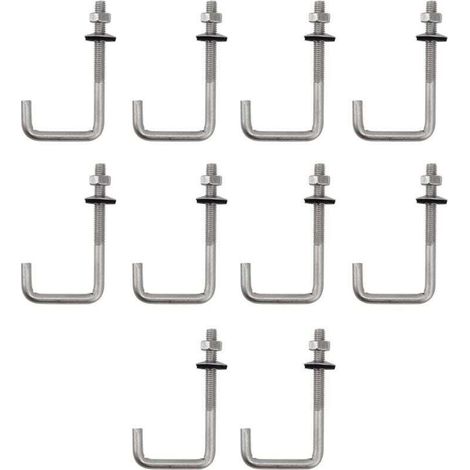 GDHZS-(10 pièces) Boulon d'ancrage de toit M6x25x100mm en acier inoxydable 304, crochet en J, crochet mural, crochets à tige longue avec écrou hexagonal, vis d'ancrage pour béton (1/4)