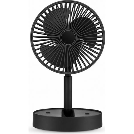 Ventilatore portatile USB pieghevole e telescopico 3 velocità nero