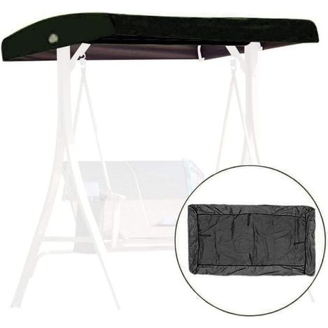 Toile de Rechange pour Balancelle, Housse de Rechange 3 Places, Toit Balancelle de Jardin, Impermeable Couverture Auvent pour Jardins Battants et Terrasses(Size:191x120x23cm,Color:Le Noir) (1/5)