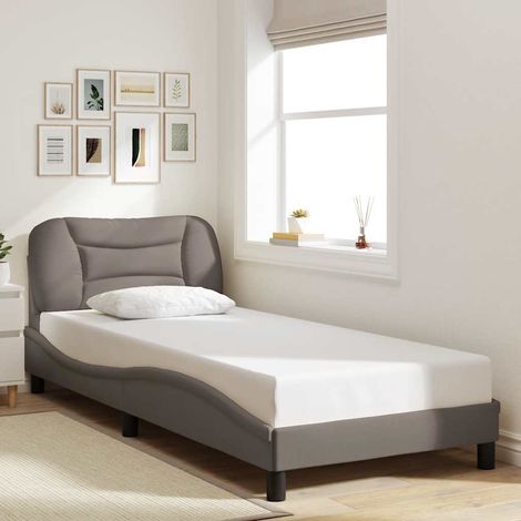 Cadre de lit sans matelas Hvar taupe 90x190 cm tissu (1/5)