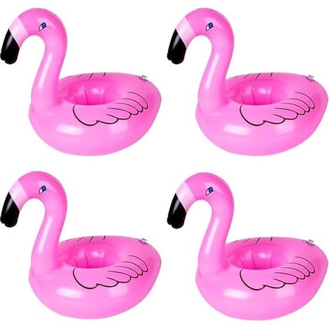 4-teiliges Pool-Becherhalter-Set, Poolzubehör, aufblasbarer Flamingo, aufblasbarer Pool-Getränkehalter, schwimmende Poolbar, aufblasbarer Halter zum Schwimmen, Strandpartys, Sommer (1/5)