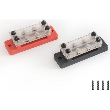 Barre omnibus double rangée à 8 positions pour camping-car/yacht 36V 150A à courant élevé, bloc de bornes en cuivre à boulon M6, ensemble rouge et noir.