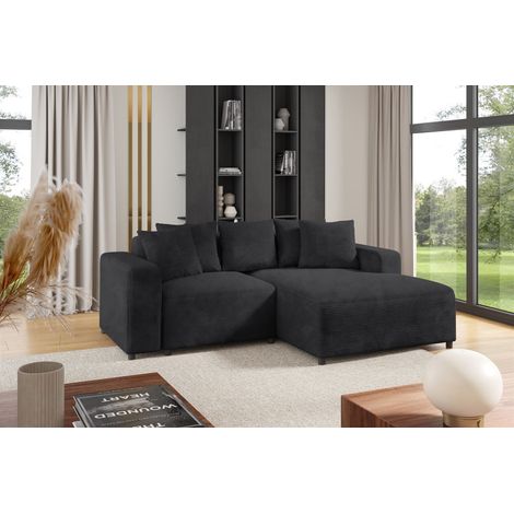 Ecksofa Designersofa Sofa MEGAN XS in Stoff Poso Anthrazit Ottomane Rechts (1/2)