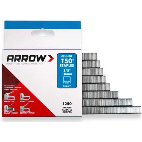 Agrafes ARROW Fastener T50 acier galvanisé 10 mm boîte 1250