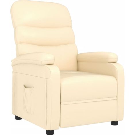 Sillón reclinable de cuero sintético crema vidaXL