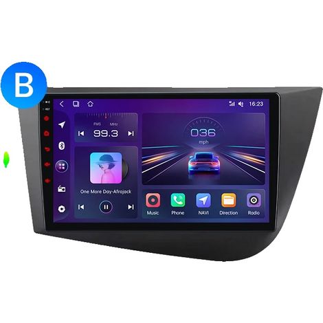Autoradio, touchscreen, lettore audio, compatibile con SEAT Leon Mk2 (1P) 2005-2012, navigazione GPS Android con ventola di raffreddamento integrata, V1 Pro (2GB-64GB) - B (1/2)