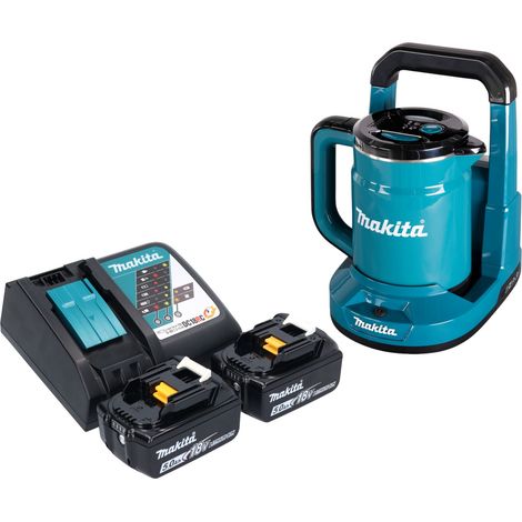 Makita DKT 360 RT2 hervidor de agua sin cable 36 V ( 2x 18 V ) 0,8 L + 2x batería recargable 5,0 Ah + cargador