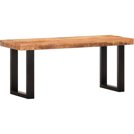 vidaXL Banco de madera maciza de mango sin tratar y acero 110 cm (1/5)