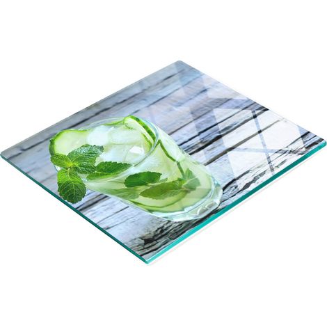 Tabla de cocina de vidrio duradera y elegante con estampado de pepinos de agua, 60x52 cm. (1/5)