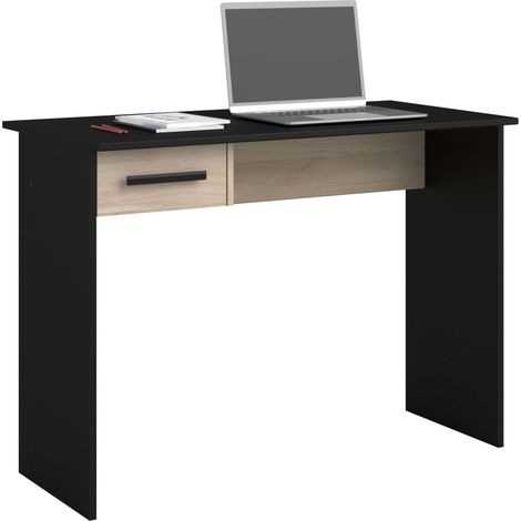 Mesa Escritorio Juvenil Modelo Riviera en Color Negro Stipple y Roble Japonés 101 cm