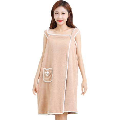 Serviette de bain portable à épaules dénudées pour femme, absorbante, idéale pour la plage, le spa, la salle de sport, les peignoirs, les nuisettes (camel)
