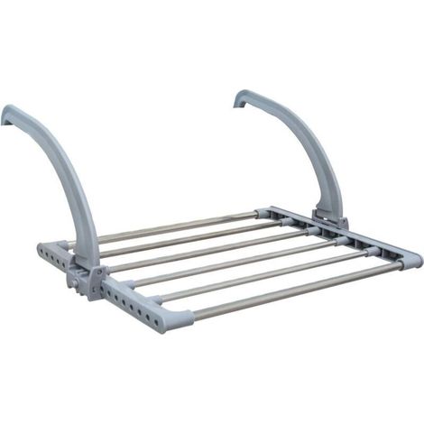 Étendoir Séchoir à Linge Pliant 47x32x20,5cm à accrocher sur Le radiateur fenêtre Bain pour étendre sécher lessive vêtements mouillées Acier INOX