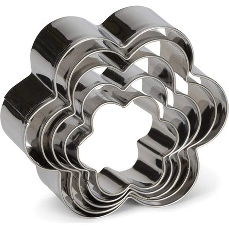 5-teiliges Set – Ausstechformen in Blumenform – Ausstechformen – Backzubehör – Kuchenformen – Ausstechformen – Quicheform – Keksformen – Silber – Edelstahl (1/5)