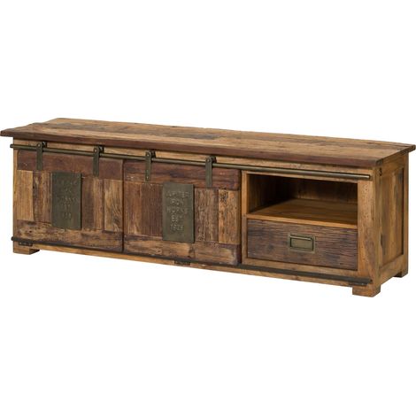 TV-Board Mango / Altholz natur lackiert 160x45x50 cm montiert RAILWAY LIMITED 102 (1/4)