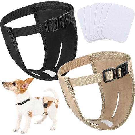 2 sangles de couches pour chiens 6 coussins hygiéniques pantalon de protection réglable (xs) (1/5)