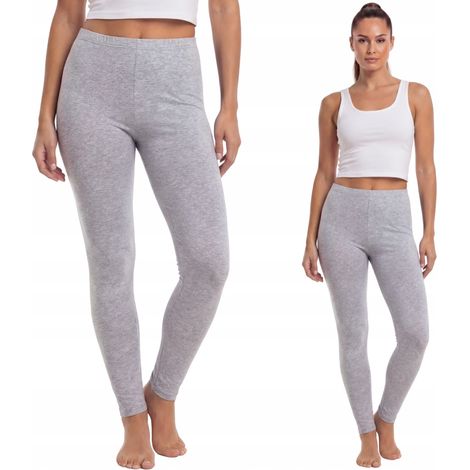 Leggings lunghi in cotone, marca polacca, colore mélange, taglia XL (1/4)