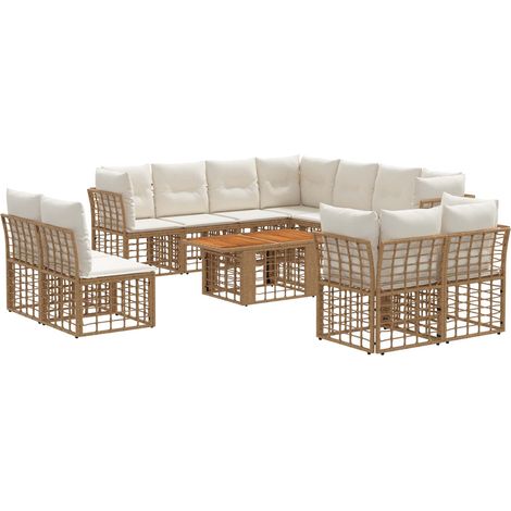Gartensofa-set 12 stk. Natürlich und Cremweiß Poly-Rattan vidaXL (1/5)