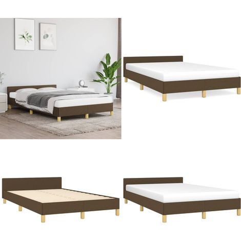 Cadre de lit sans matelas marron foncé 120x190 cm tissu - Cadre De Lit - Lit Double - Literie - Meuble Chambre - Tête De Lit - Home & Living (1/5)