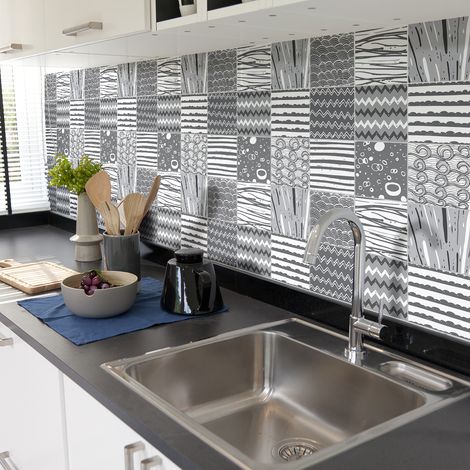 Sticker Mural Carrelage adhésif Cuisine Salle de Bain - 30 STICKERS CARRELAGES AZULEJOS CHEYENNE - 30stickers10x10cm (1/5)