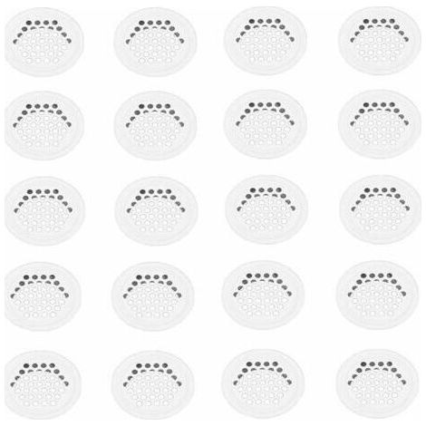Ensemble de 20 grilles de ventilation – Grille ronde de 35 mm en acier inoxydable blanc – Pour cuisines et meubles – Diamètre extérieur : 42 mm – Hauteur : 10 mm (1/5)