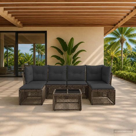 Set Divano da Giardino 7 pz Grigio polyrattan vidaXL (1/5)