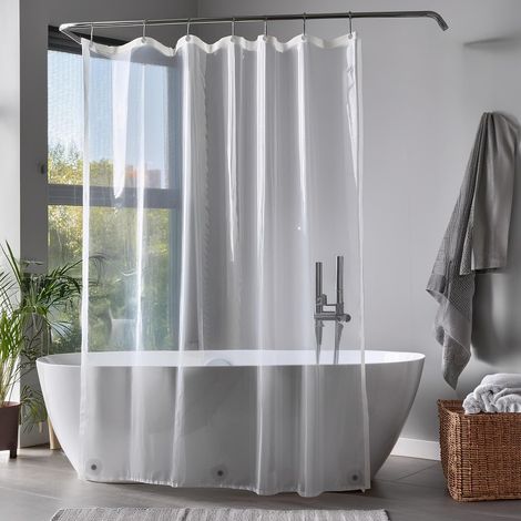 Rideau Douche 180x180 cm - Rideau de Douche Lavable - Premium PEVA + Oeillets Inoxydables + 3 Aimants - Imperméable et Léger - Parfait pour Les Salles de Bain - Transparent