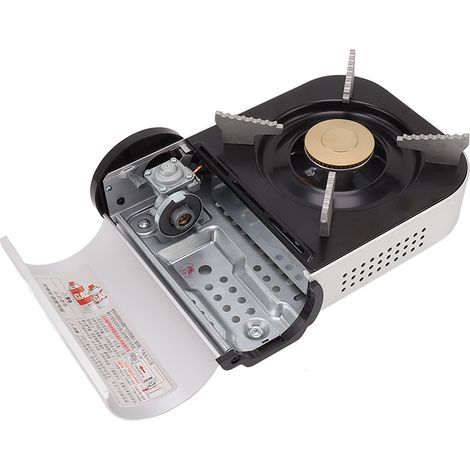 Réchaud à gaz portable à gaz butane, mini réchaud à gaz à dissipation de chaleur uniforme et sécuritaire, avec étui de transport pour la cuisine de camping. (1/5)