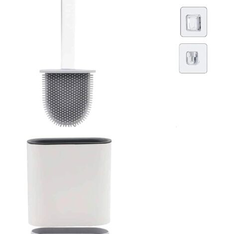 Brosse de Toilettes à Séchage Rapide, Brosse WC Suspendue en Silicone Antibactérienne avec Support Hygiénique (1/5)