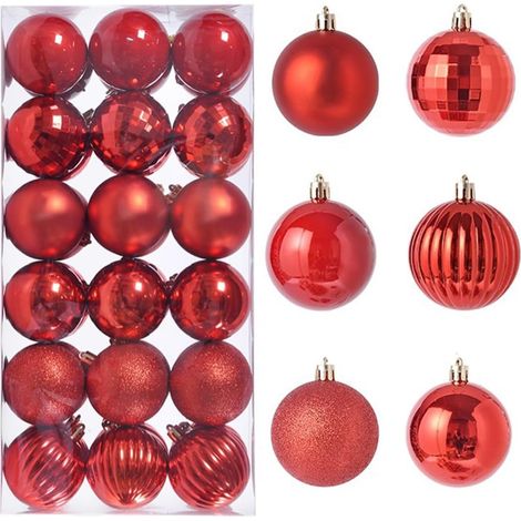 Boules de Noël à suspendre de 4 cm, décoration de sapin de Noël, boules incassables, boules givrées, mates et brillantes, lot de 36 (rouge) (1/5)
