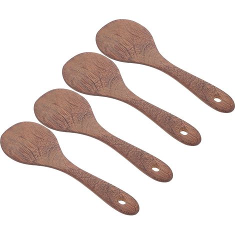Lot 4 spatules bois wengé ergonomiques, pagaies service salades, pommes de terre ou desserts maison (1/5)