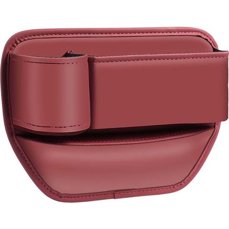Scatola Portaoggetti In Pelle Pu, Organizer Per Riempire Lo Spazio Del Sedile Dell'auto Per Telefoni Cellulari, Portafogli, Carte, Monete, Tazze, Stessa Direzione (Bordeaux + Portabicchieri Principale