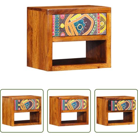 Wandmontierter Nachttisch - Nachttisch Braun 40 x 35 x 35 cm Massivholz Akazie (1/5)