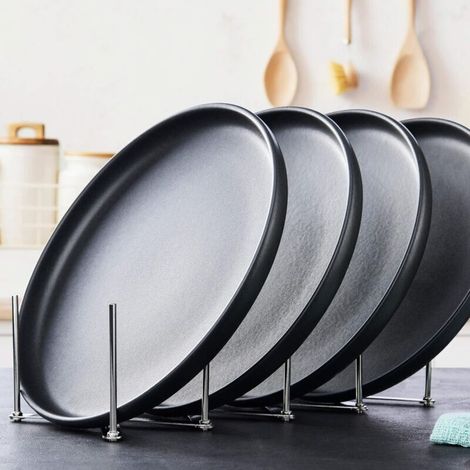 Porte-tapas, porte-assiettes, porte-côtes, acier inoxydable, porte-tapas et porte-assiettes, porte-tapas réglable avec 4 niches réglables - 4
