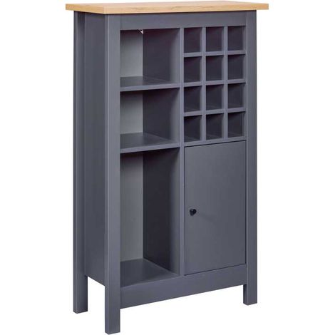 Meuble range-bouteilles 76,8x33x124,4 cm gris foncé et chêne - BARTY (1/5)